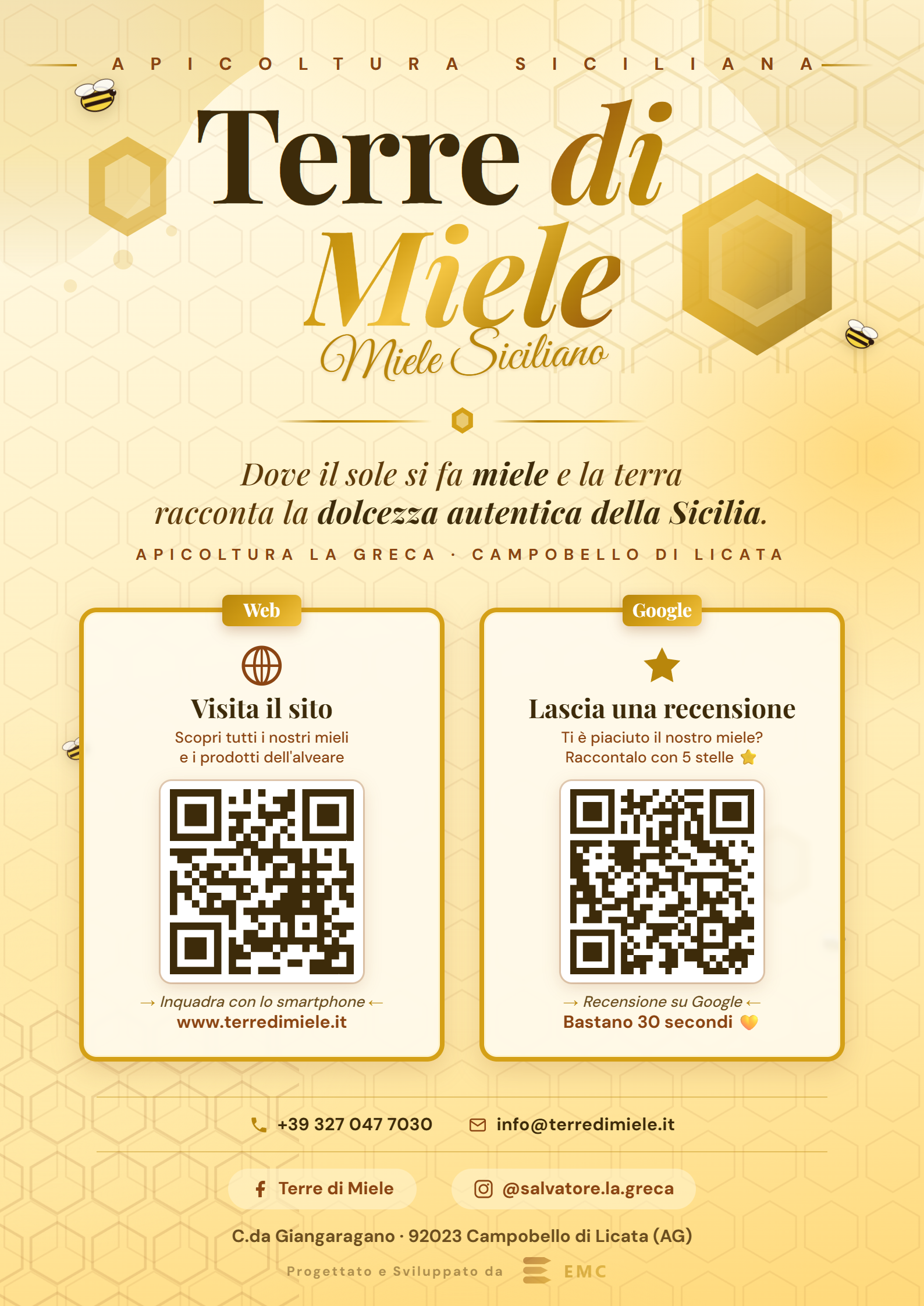 Foglio A4 da banco per lo stand Terre di Miele