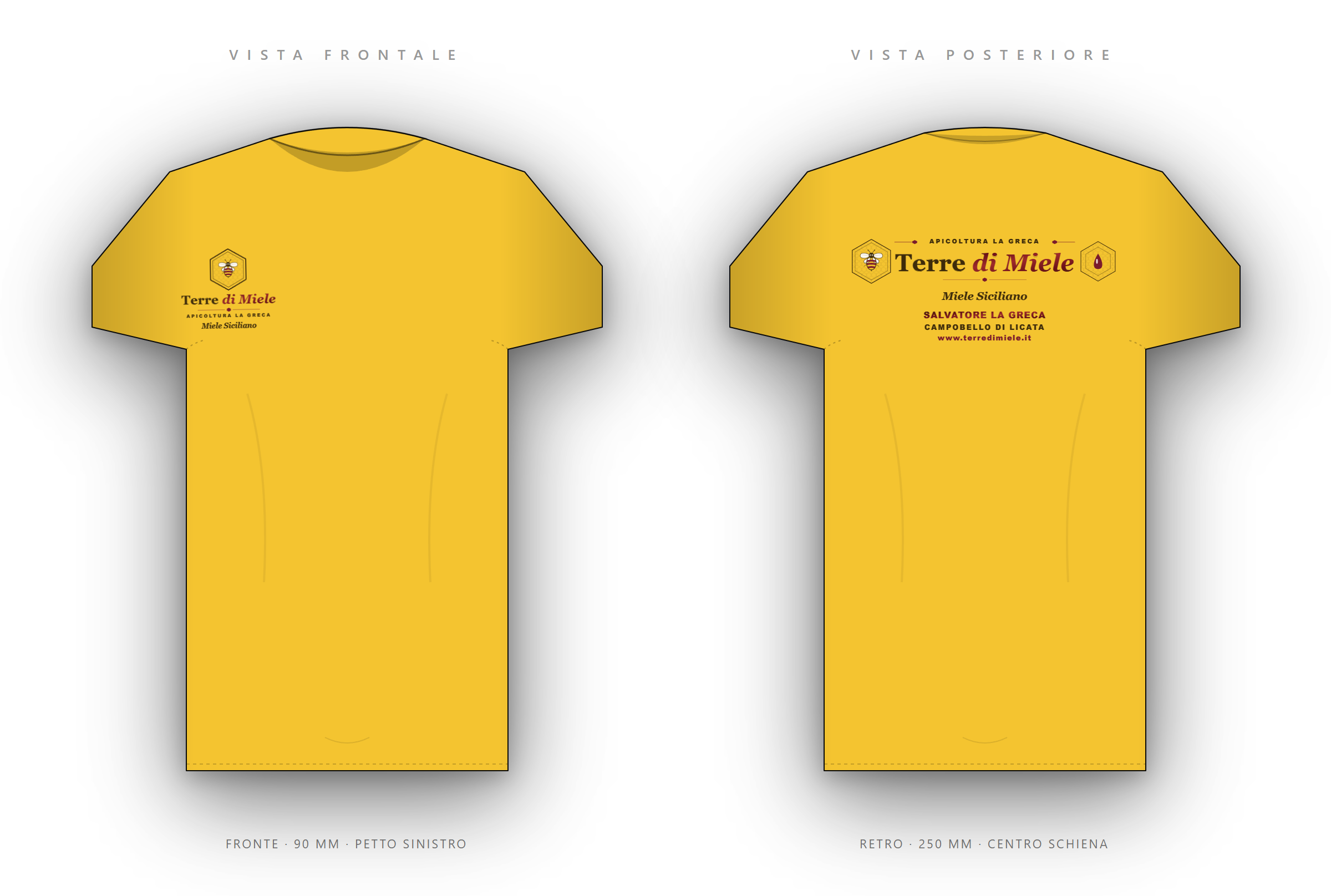 T-shirt brandizzata Terre di Miele — fronte e retro